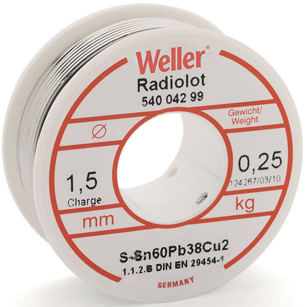 Weller loddetin m/flus, Ø1,5 mm, 250 g rulle - Bato