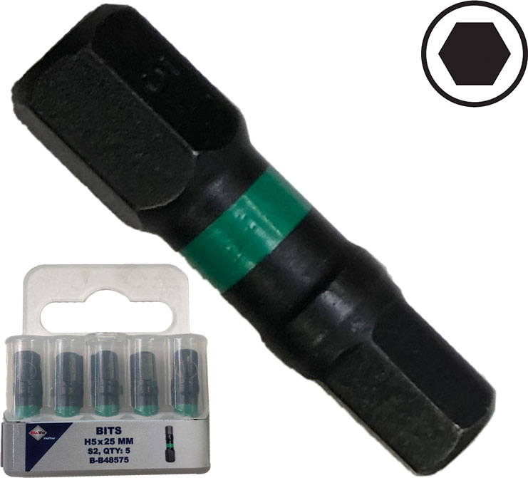 'BATO 1/4" Bits Torsion S4 slag 6kt. 5mm x 25mm' - Bato