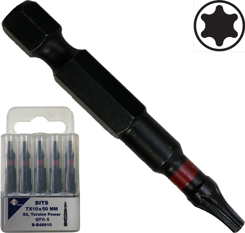 'BATO 1/4" Bits Torsion S4 slag Torx 10 x 50mm' - Bato