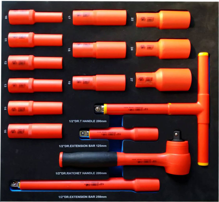 'BATO VDE 1000V Topnøglesæt 1/2" Toppe 10-27mm. EVA 2/3.' - Bato