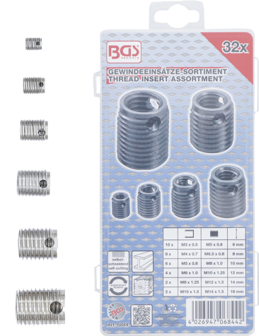 'BGS Gevindindsatssortiment 3-4-5-6-8-10mm. 32 dele' - Bgs