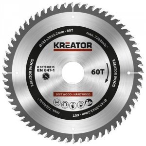 Rundsavsklinge 185 mm  60 HM tænder Kreator KRT020415 - Kreator